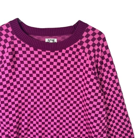 Future Collective Gabriella Karefa-Johnson Pink Purple Checkerboard Sweater 1X - Picture 3 of 6
